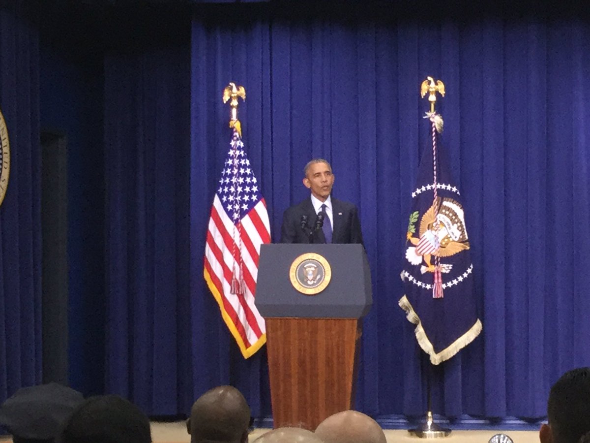 At a meeting at the White House, we were greeted by President Obama.