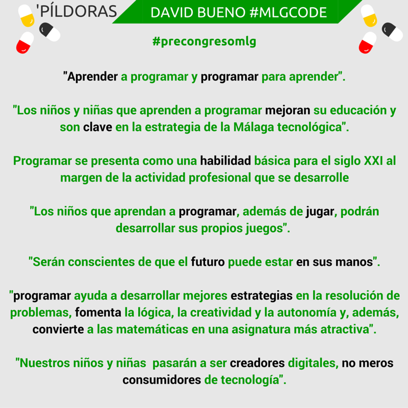 precongresoMLG's tweet photo. #Píldoras de @davidbuenov y #mlgcode en el #precongresomlg. https://t.co/kHx7u8usBX