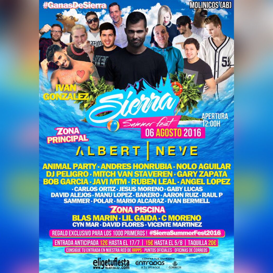 Cartel #SierraSummerFest el proximo 6/8 en Molinicos Albacete con <a href="/albertneve/">Albert Neve</a> y mas de 30 djs + <a href="/Ivangoonzalez_/">Iván González</a>