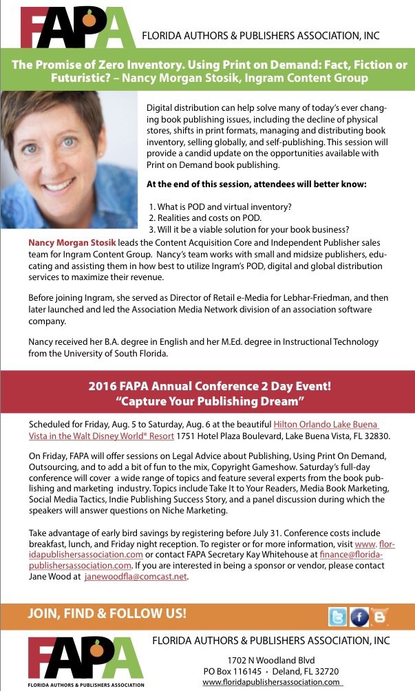 Authors_Florida's tweet photo. Don't leave the office until you register for FAPA Annual Conference August 5-6! #FAPAac16 https://t.co/YK4lIc8anz https://t.co/K7VkAIBOTd