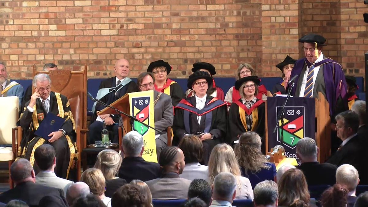 Dr Malcolm Clarke giving thanks to Keele and fellow Honorary Graduate Neil Baldwin #KeeleGraduation