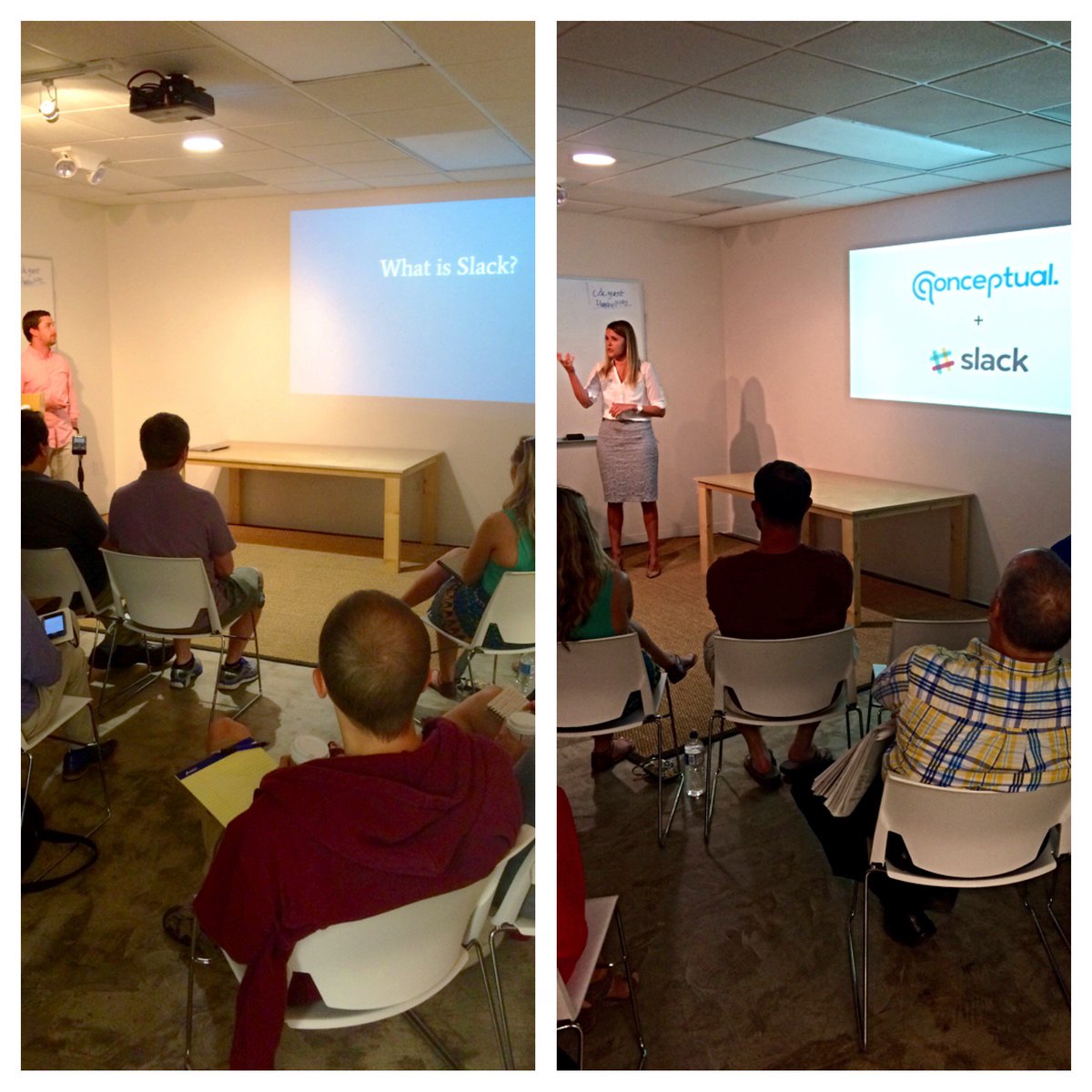 Happening Now: <a href="/jackhq/">JRS Innovation Center</a>'s Russell Niller and <a href="/qonceptual/">Qonceptual</a>'s <a href="/mindyetaylor/">mindyetaylor</a> talking #slack #chstech