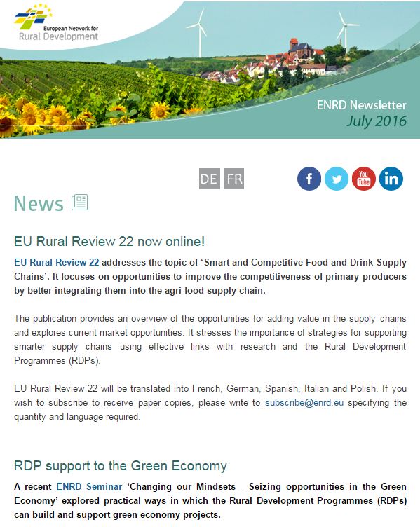 ENRD Newsletter just out – NEW EU Rural Review, #EU_RDP in Green Economy, LEADER cooperation:bit.ly/29MTZUM