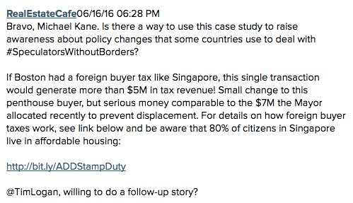 RealEstateCafe's tweet photo. .@theurbanologist @bytimlogan If #GlobalRE driving demand, need Singapore-style buyer tax #SpeculatorsWithoutBorders https://t.co/fVEpAF6KmD