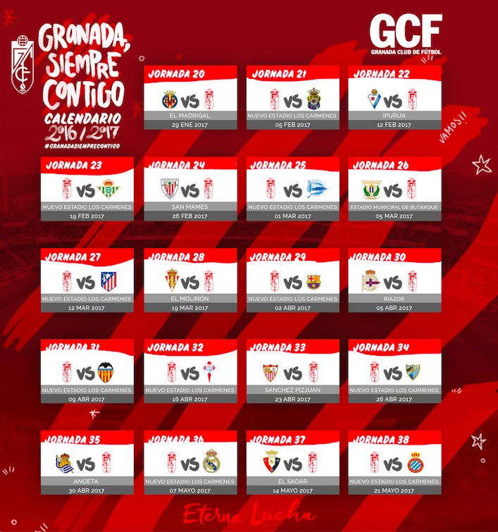 Calendario del granada cf