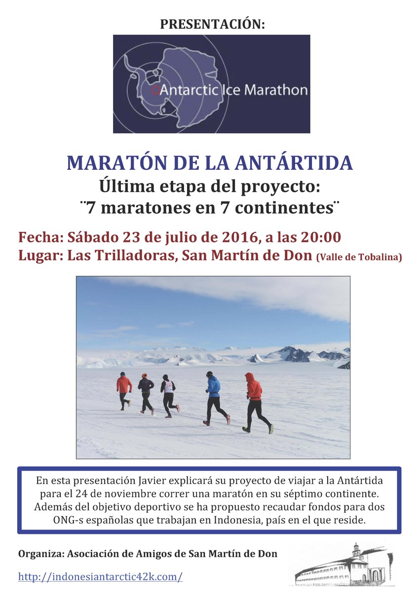 El sábado 23 de julio haré una presentación sobre la maratón de la Antártida en mi pueblo  #indonesiantarctic42k