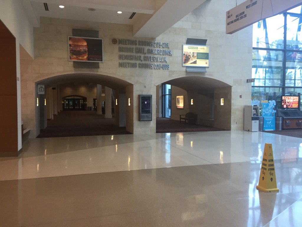 These halls @ Henry B Gonzalez are waiting on 13K coaches to arrive in 48 hrs#THSCA coaching school#calmbefore Storm