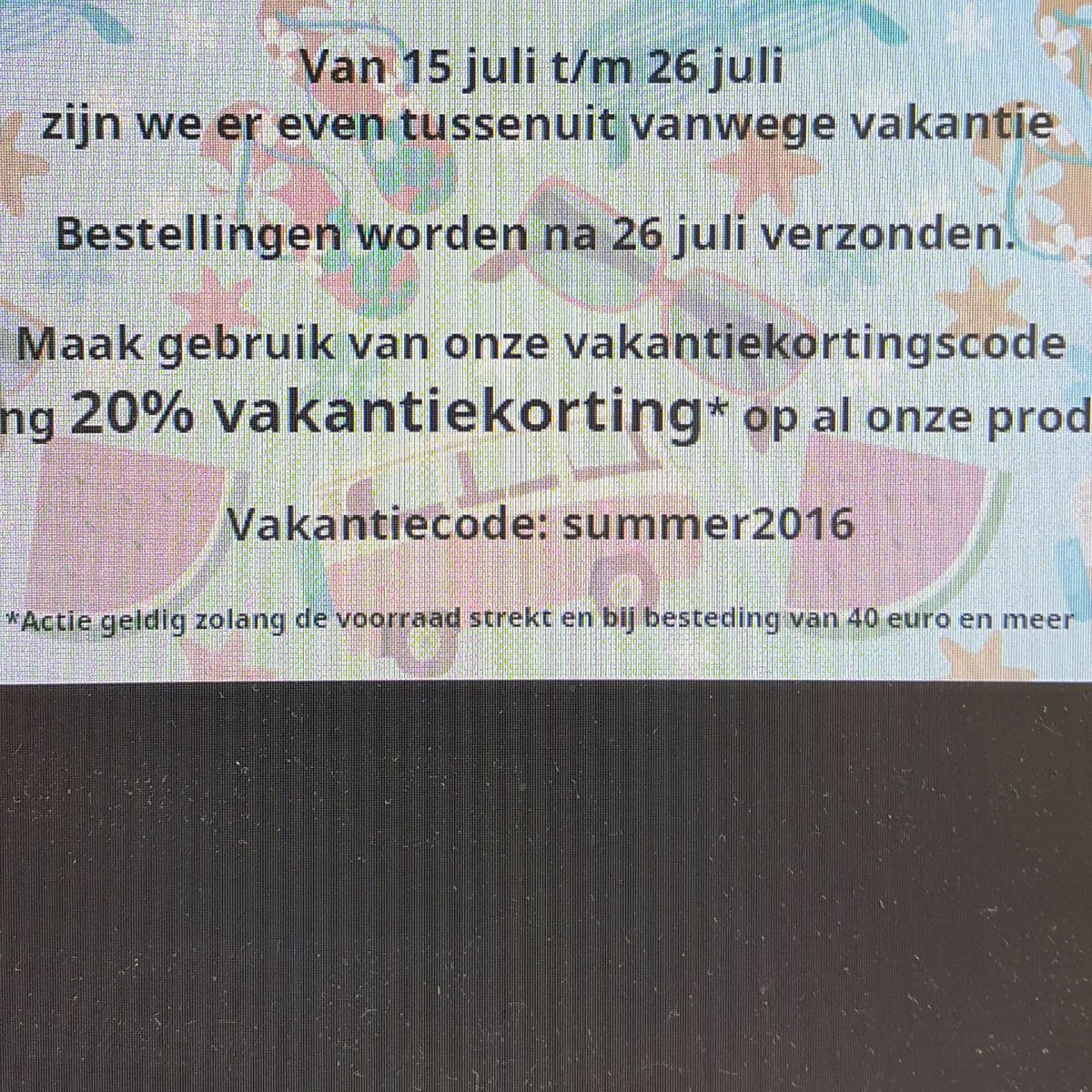 We gaan er even tussenuit!
Maar liefst 20% vakantiekorting in de webshop
kidzstijl.nl