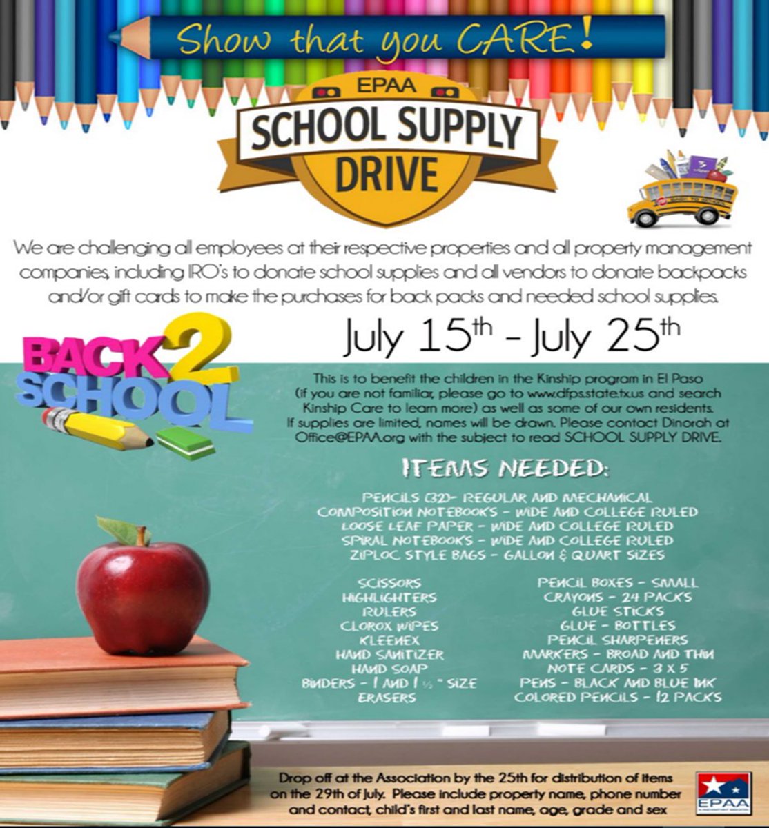 epaa_apt's tweet image. EPAA's 2016 School Supply Drive has begun! #epaa #schooldrive #donatetoday