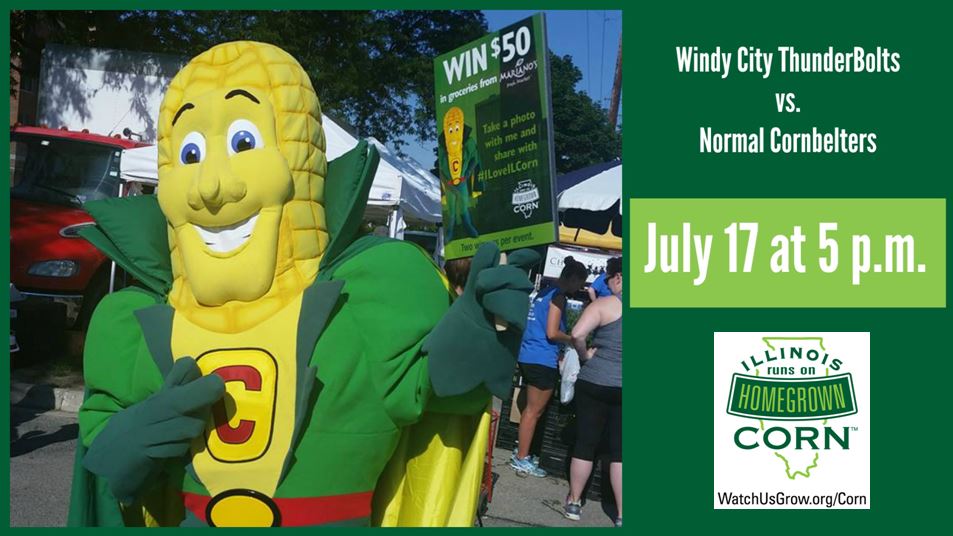 ILFarmFamilies's tweet photo. Meet Captain Cornelius at the @WCThunderBolts/@CornBeltersBB game on Sunday &amp; enter to win groceries! #ILoveILCorn https://t.co/MneWqTWKyX