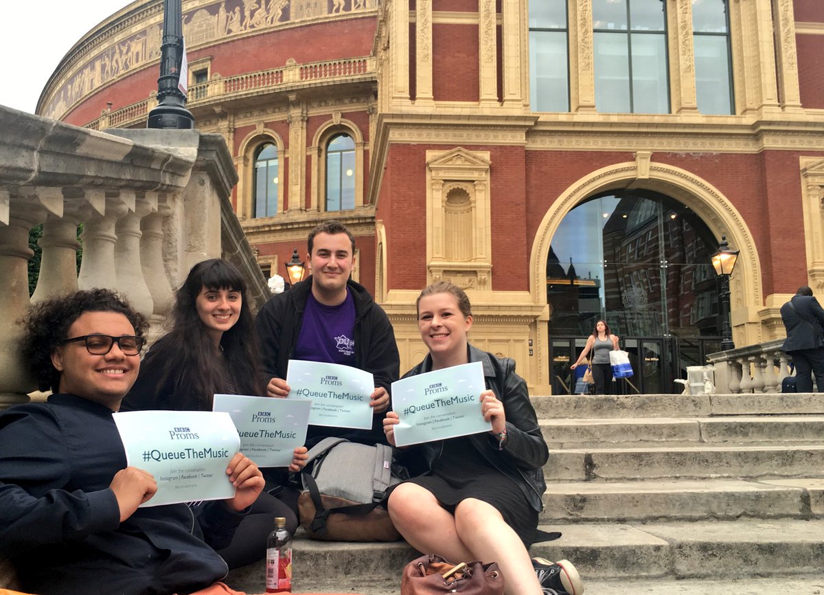 bbcproms's tweet photo. One of the first in the queue! Share your Promming experience with #QueueTheMusic https://t.co/yQ0SGJrEaM