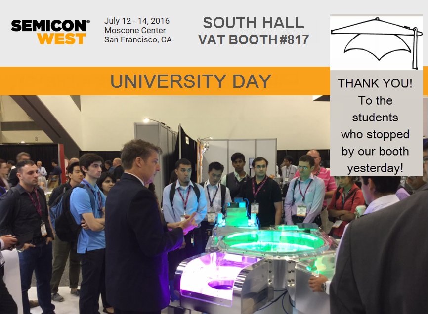 Thank you students 4 making VAT part University Day @SemiconWest. Tom Swain talks to students about process modules.