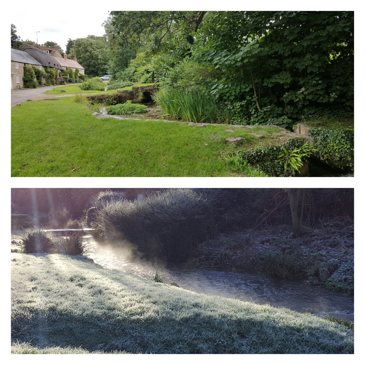 iwpianotuner's tweet photo. What a difference 6 months makes! Winkle Street, Calbourne #IsleofWight - July &amp; January @onthewight @islandecho https://t.co/6q4DLbfwf8