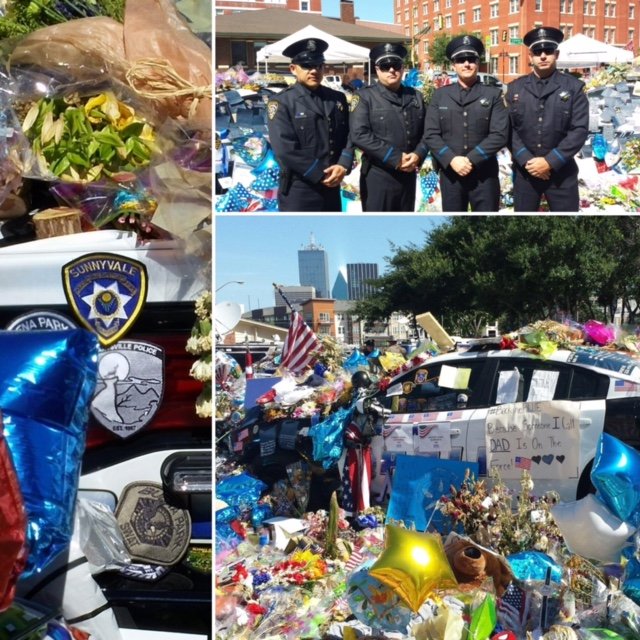 SunnyvaleDPS's tweet photo. Thankful that #SunnyvalePSOA & management sent officers to the @DallasPD & #DARTPolice memorials #honorthem https://t.co/qSH250AVTx