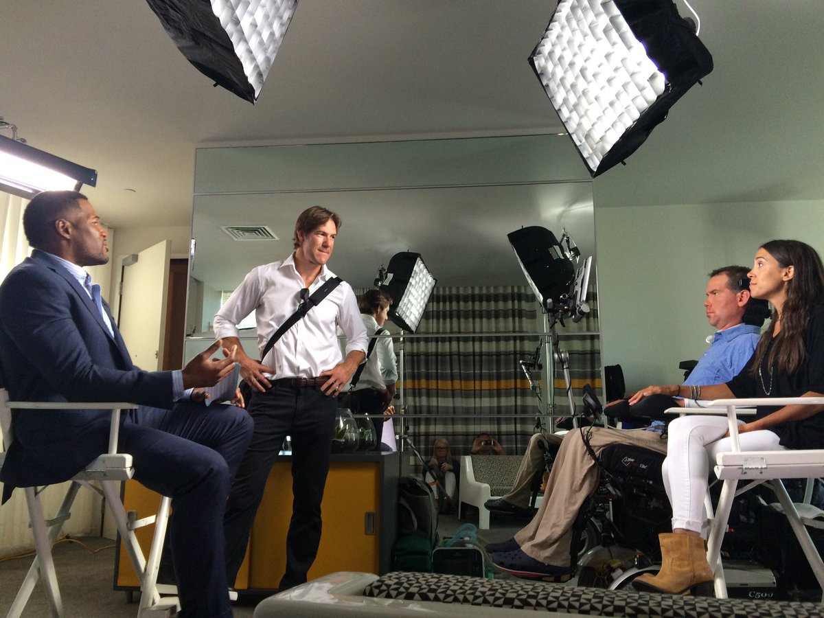Blair Casey (@blaircaseynola) on Twitter photo Michel, <a href="/TeamGleason/">Team Gleason</a>, <a href="/sfujita55/">Scott Fujita</a>, <a href="/michaelstrahan/">Michael Strahan</a> getting ready for ABC GMA and Nightline Michel, <a href="/TeamGleason/">Team Gleason</a>, <a href="/sfujita55/">Scott Fujita</a>, <a href="/michaelstrahan/">Michael Strahan</a> getting ready for ABC GMA and Nightline
