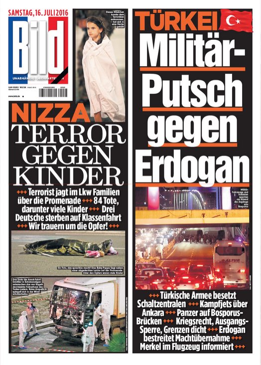 tanit's tweet photo. The @BILD frontpage, first and second edition #Nice #Turkey #tomorrowspaperstoday @suttonnick @hendopolis https://t.co/UpJtAEsdAF