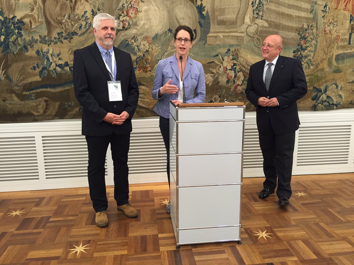 IFAJBonn's tweet photo. #IFAJ2016 warm Welcome to all Agrarjournalists! Owen Roberts, Katharina Seuser and Major Limbach in the City Hall https://t.co/16lUgEis8V