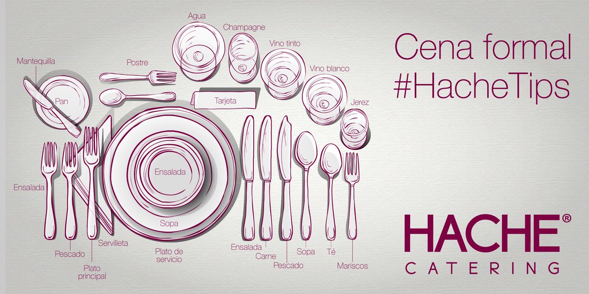 hachecatering's tweet photo. #SabiasQue hay un protocolo a seguir en una cena formal? nosotros te mostramos sus elementos 🍽🍴#HacheTips https://t.co/aCJaeuaFSu