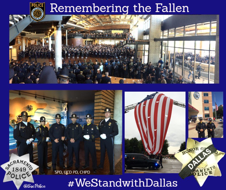 SacPolice's tweet photo. This week &amp; always,#westandwithdallas &amp; remember @DallasPD @DARTme #DallasStrong #PrayforDallas #sacpd https://t.co/amqfH6TsLn
