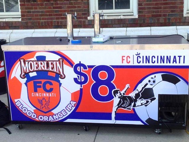moerleinbeers's tweet photo. We’re about halfway through @fccincinnati’s friendly - time for another Blood Orange IPA! #BeMoer #MoerBeer https://t.co/dpy9zhz8am