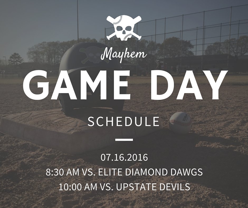 upstatemayhem's tweet photo. Our schedule for the Summer Sizzler on Saturday, July 16th: 8:30 AM vs. Elite and 10 am vs. the Devils https://t.co/JWl2HwG6ua