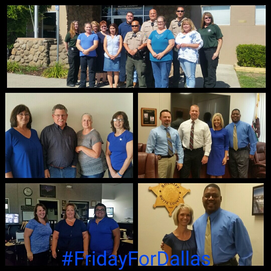 ButteSheriff's tweet photo. Butte County Sheriff's Office is wearing blue! #FridayForDallas https://t.co/YF0PGmdIWn