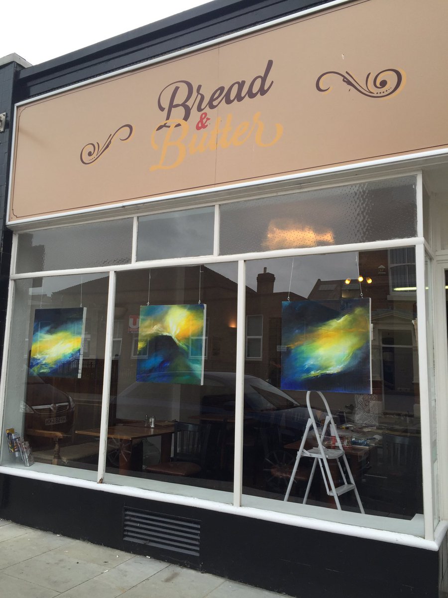 EmmaLSaul's tweet photo. @NorthamptonBID all set up for the #ArtistTrail at Bread &amp; Butter cafe! Thanks so much for the opportunity! 😀 https://t.co/PSRVOzAAs0