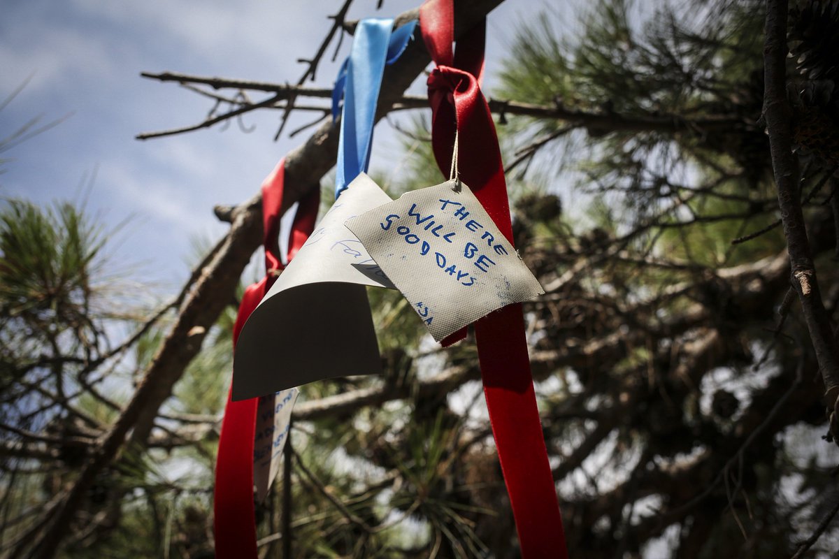 "There will be good days" 
A wish of hope written by a refugee hangs on a tree in Lesbos, Greece. #RefugeesWelcome