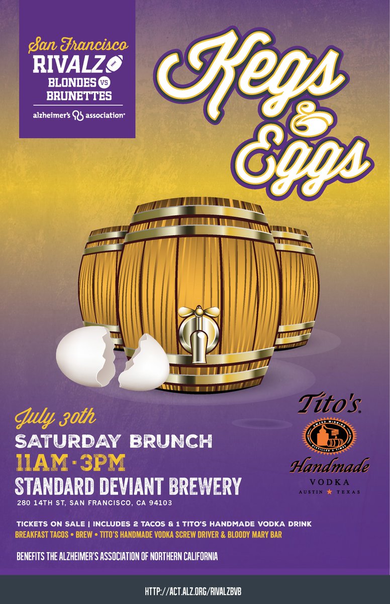 AlzNorCalNorNev's tweet photo. An invitation to a fun #RivAlz Kegs & Eggs fundraiser on July 30 in #SanFrancisco #BvBSF https://t.co/WRziXqOBwz https://t.co/C0f7gQJzwm