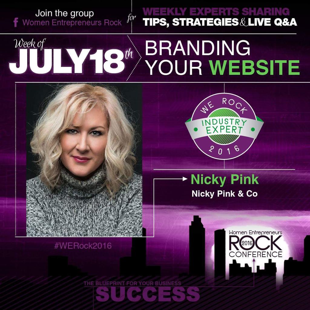 WeRockNation's tweet photo. Join us next week in the WE Rock FB Group as Nicky Pink & Co. share tips for a website that sells. #WERock2016 https://t.co/SqPLToQQ1I