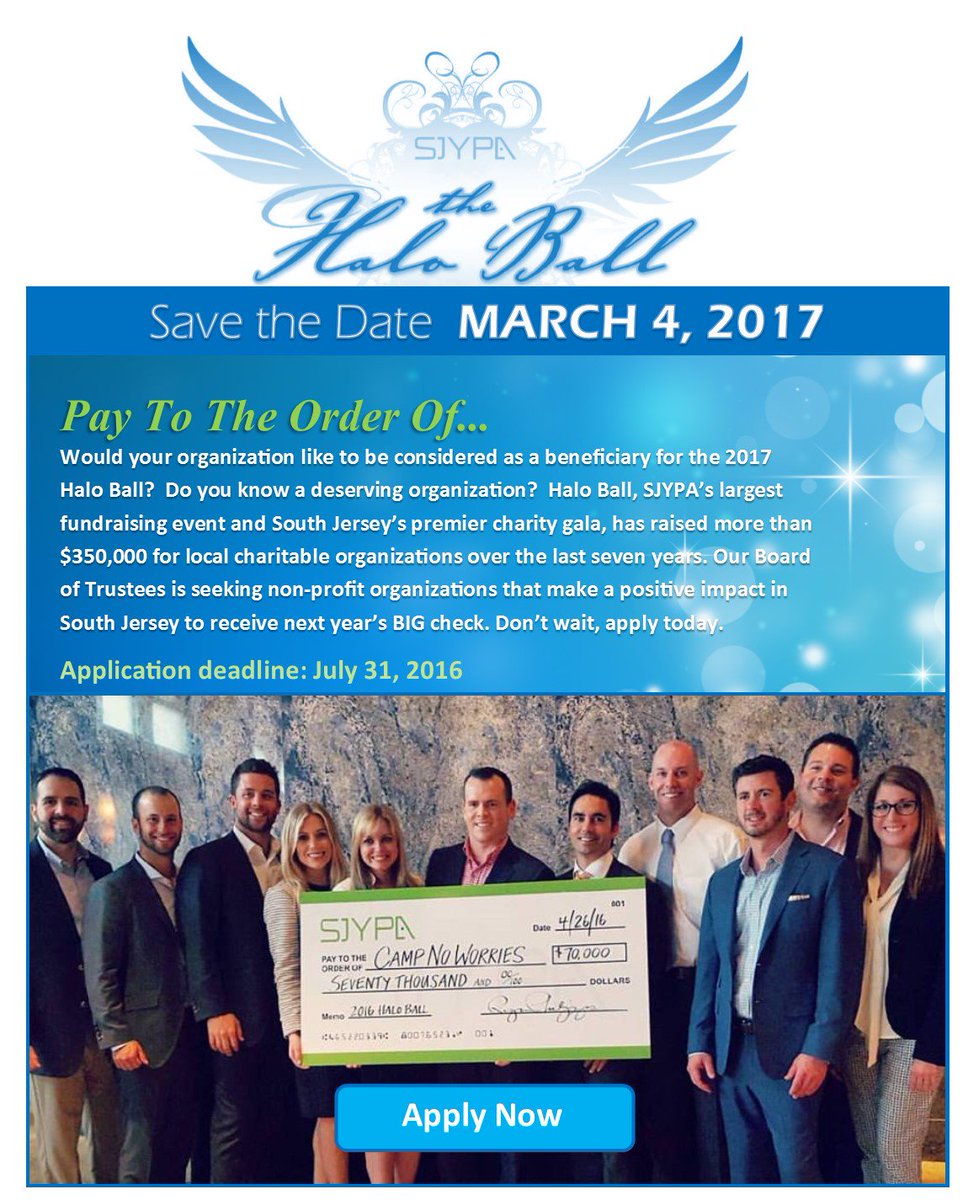 GoSJYPA's tweet photo. 2017 Halo Ball beneficiary applications being accepted through 7/31/16: https://t.co/GbSwiTcZEp https://t.co/SOmYdiBv3j