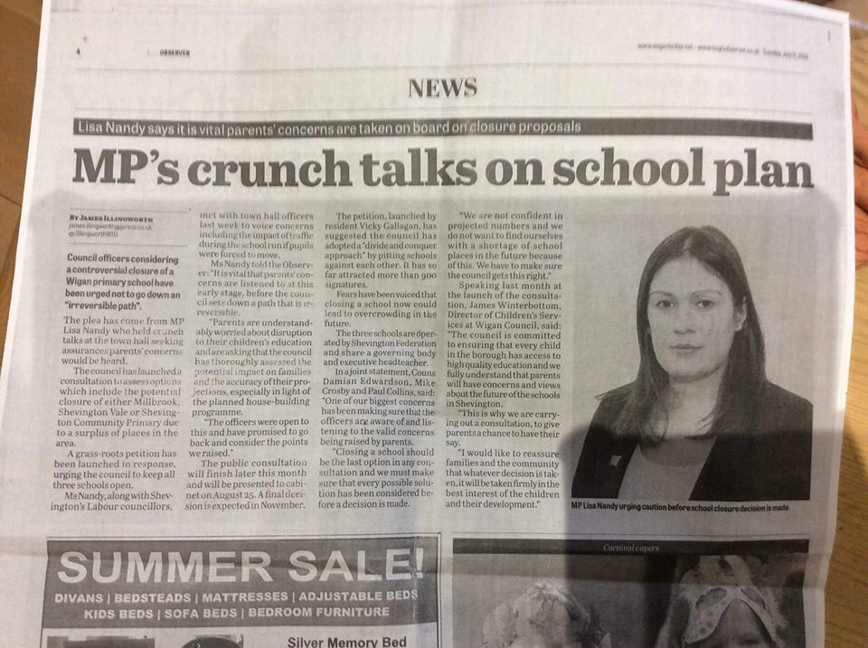 SaveShevVale's tweet photo. Support from our MP!! @lisanandy @WiganCouncil #TheDeal #StartWell #Believe https://t.co/i5EoYJdsTw