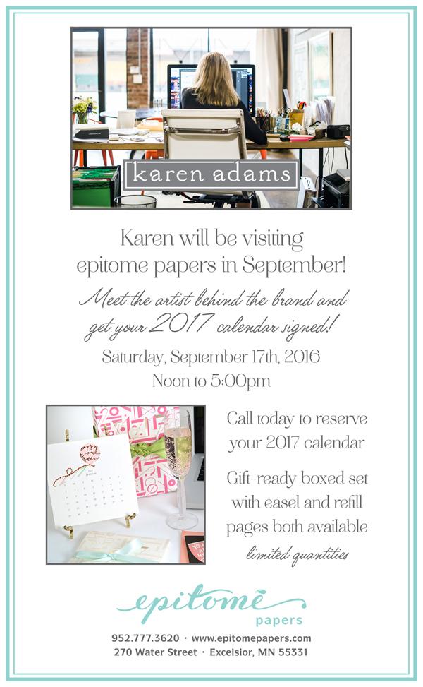 epitomepapers's tweet photo. Karen Adams will be at Epitome Papers September 17th! https://t.co/UN2DcrFTFB https://t.co/rgE7zMrFbJ
