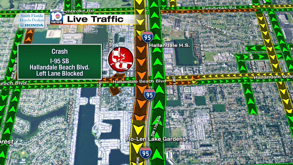 CRASH: I-95 SB & Hallandale Beach Blvd. Left lane blocked. #TRAFFIC https://t.co/JWSnMxVjY9