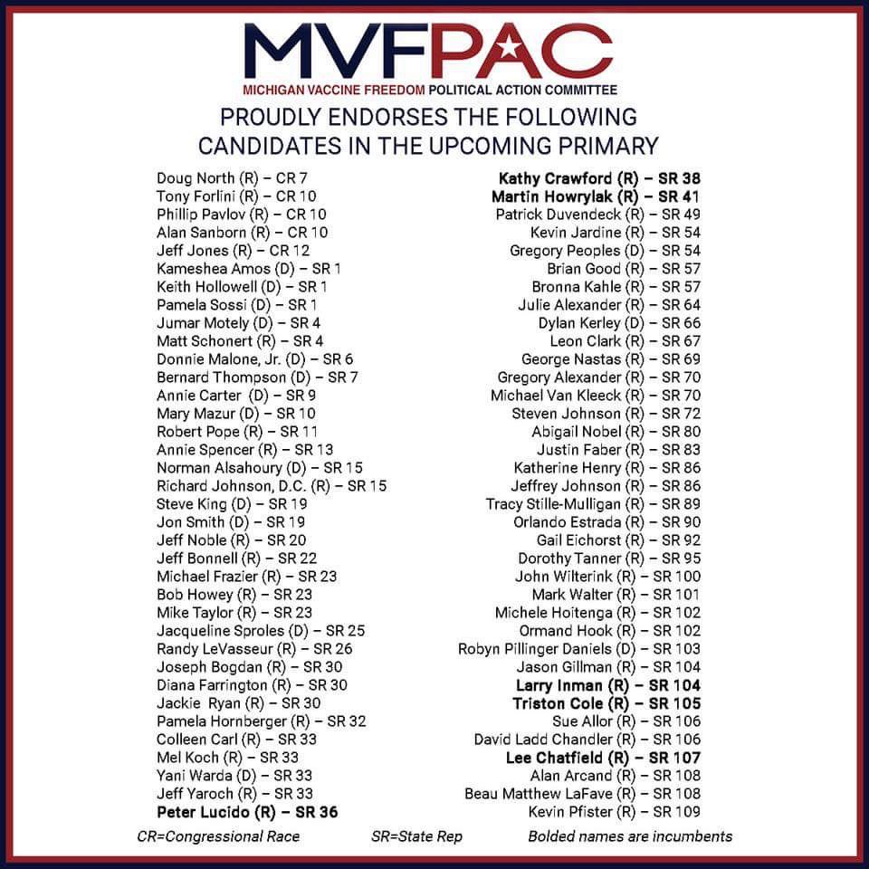 Make sure to vote for vaccine choice candidates on August 2. Find district here: openstates.org