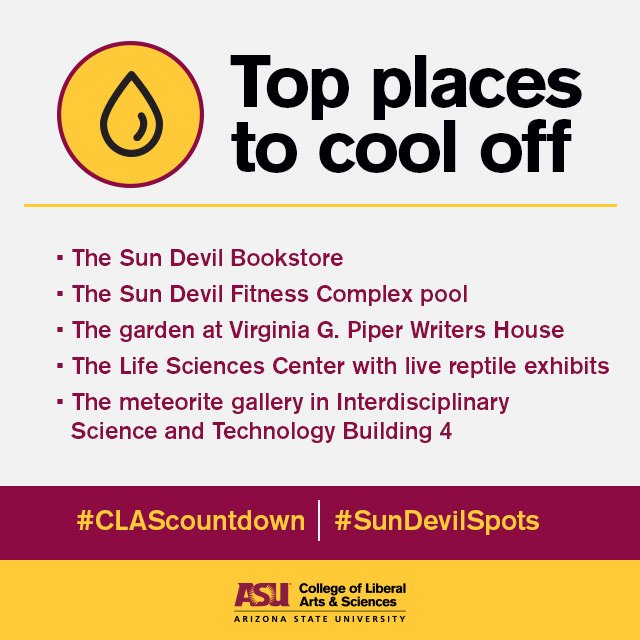 ASUTheCollege's tweet photo. Need to cool off in between classes @ASU? Stop by one of these top places. #SunDevilSpots https://t.co/uFFyW7PaeL