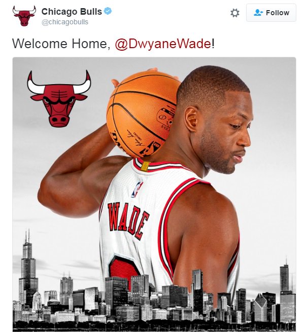 Bulls officially announce signing of former @MiamiHEAT star Dwyane Wade #Heat bit.ly/29D73Zt?utm_me… https://t.co/HTWQKXDdVQ