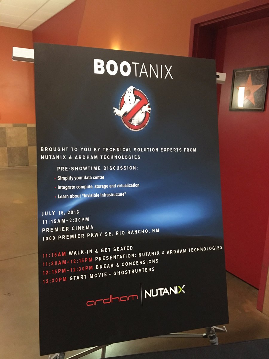 ardham's tweet photo. Bootanix event today with #nutanix and #ardham Thank you to our customers that were able to attend! #Ghostbusters https://t.co/CxnPNGydeF