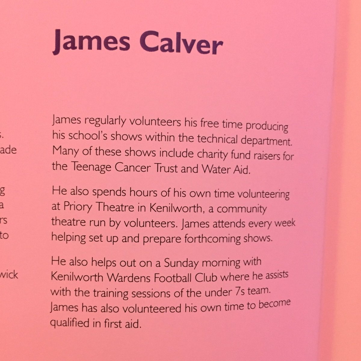 iapsuk's tweet photo. James Calver is our #PrideOfWarwickDistrict Young Achiever of the Year. Huge congratulations to all of the nominees. https://t.co/DtlKKWmBi6