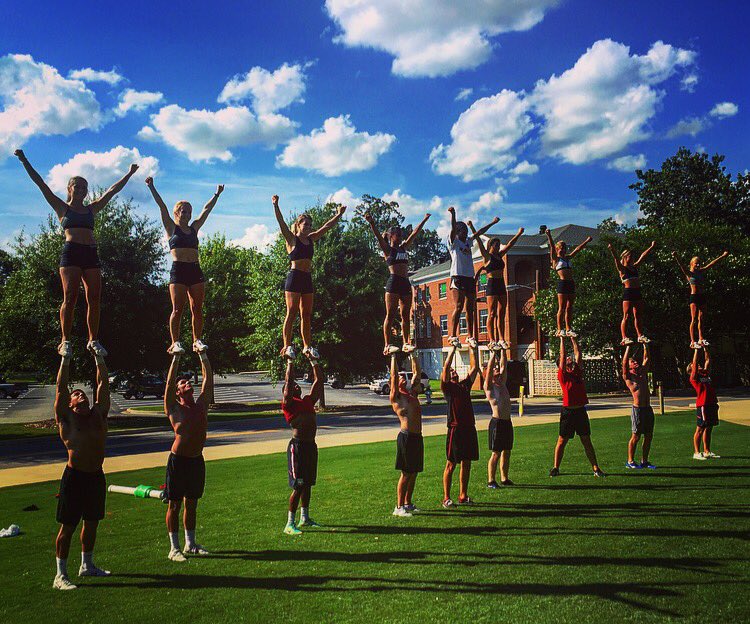 UGAcheerleading's tweet photo. First day back at it! 50 days to kickoff! #GoDawgs https://t.co/JMJ7TKLyNi