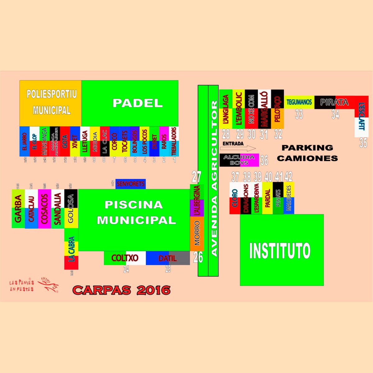 En 24 horas, Fiesta del sorteo de carpas de @penyes2016