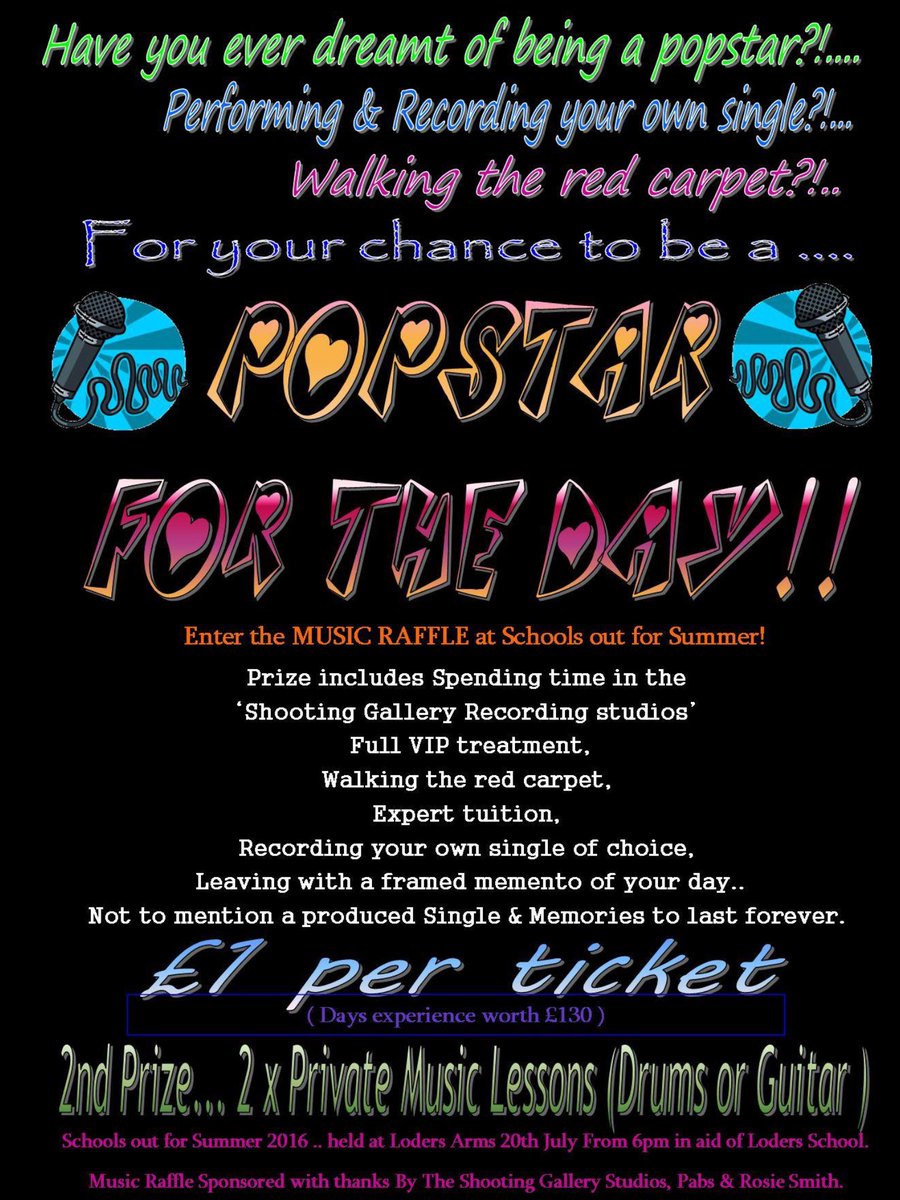 LodersPTFA's tweet photo. Wanna be a #popstar  #dorset come along &amp;do the raffle!  @BridportNotice @wessexfmsteve @Lodersarms @palmersbrewery https://t.co/lUR3ZBi9vD
