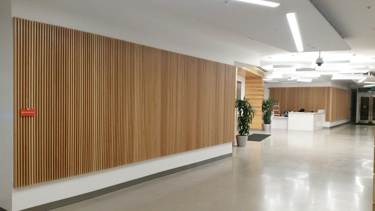 Wood walls installed for <a href="/SkylineConstSF/">Skyline Construction</a> at Health Plan of San Mateo #wood #specialty