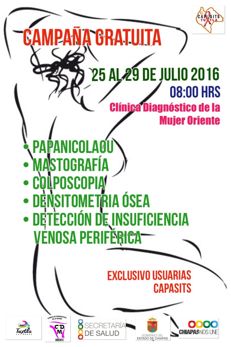 cdm_oriente's tweet photo. La Clínica de la Mujer Oriente invita #campañaporlamujer a las usuarias del @CapasitsTuxtla #gratuita @SSaludChiapas https://t.co/qhRLEG959c