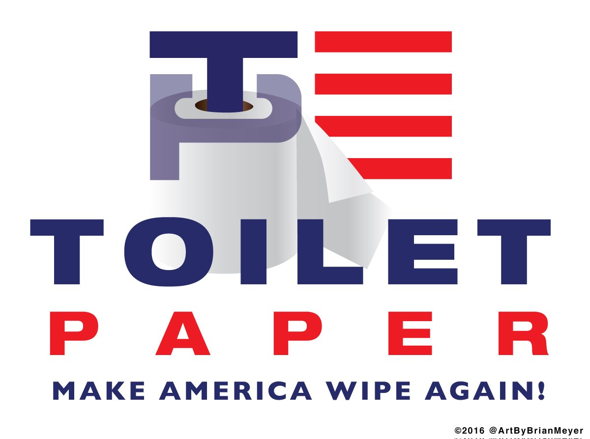 ArtByBrianMeyer's tweet photo. #DonaldTrump just released new logo #MakeAmericaWipeAgain #TPAmerica2016 #DonaldTrump2016 #Election2016 https://t.co/DLF6CDKxqX