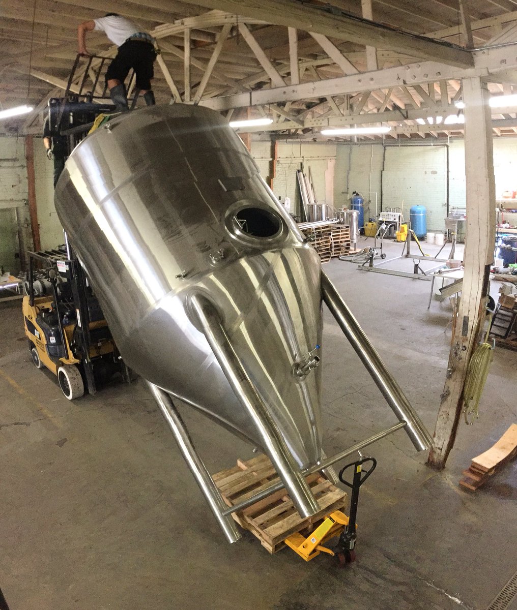 Charles_Lew's tweet photo. Stoked about our #Brewery expansion! 1 of 2 #60BBL fermenters #CraftBeer #DTLA #TGIF #brewery #beer #entrepreneur https://t.co/9Ya0w2r889