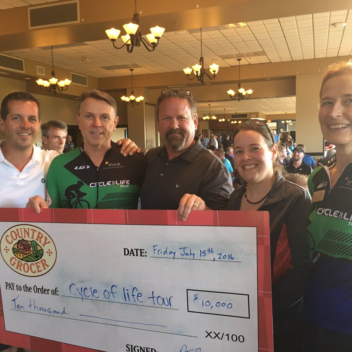 CountryGrocer's tweet photo. Awesome to present @cycleoflifetour with $10,000 today!  Huge thanks to our suppliers! https://t.co/flW1iYJdjC