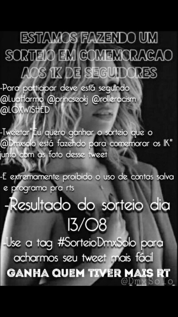 SarinhaScherzy's tweet photo. Eu quero ganhar o sorteio que o @dmxsoIo  está fazendo para comemorar os 1K

#SorteioDmxSoIo https://t.co/TRF0dj6cen