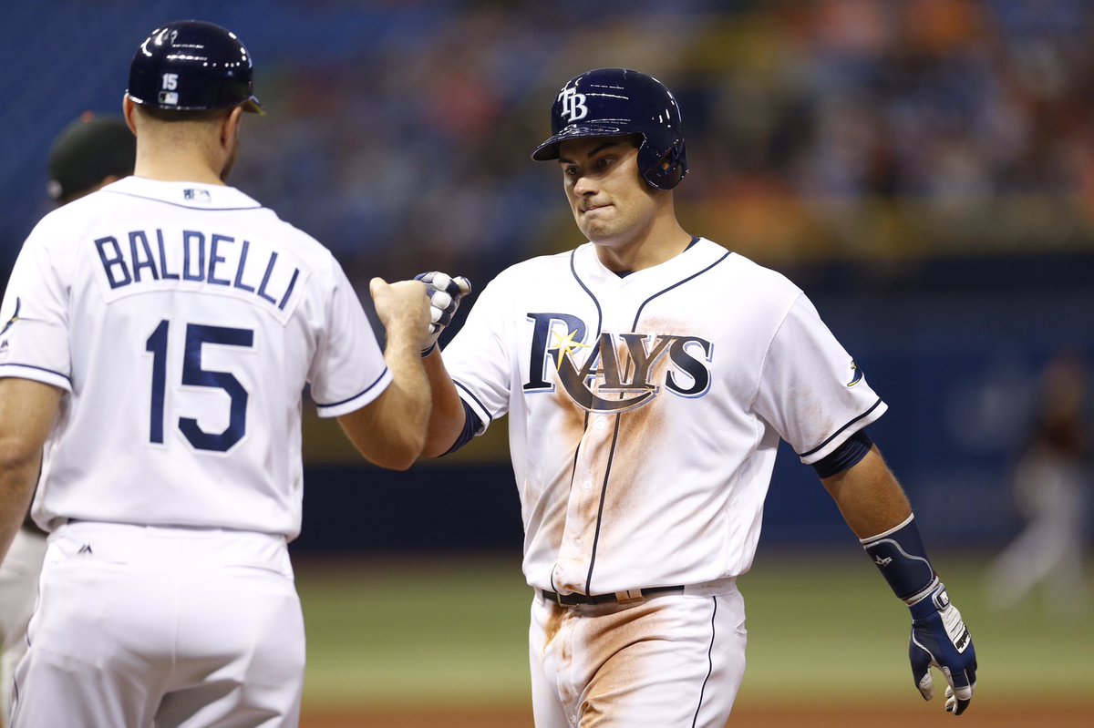 RaysBaseball's tweet photo. Answered right back with Luke Maile's first RBI (3rd of his career). #RaysUp, 3-1! https://t.co/HHAfl1gkFt