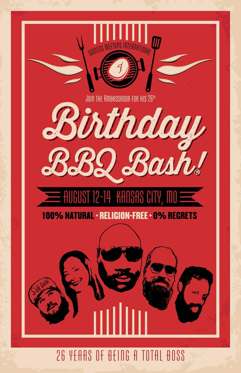 GodlessInt's tweet image. KC Heathens!
Come to my birthday bash in August!